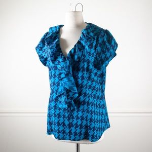 Banana Republic Houndstooth Check Ruffled Blouse